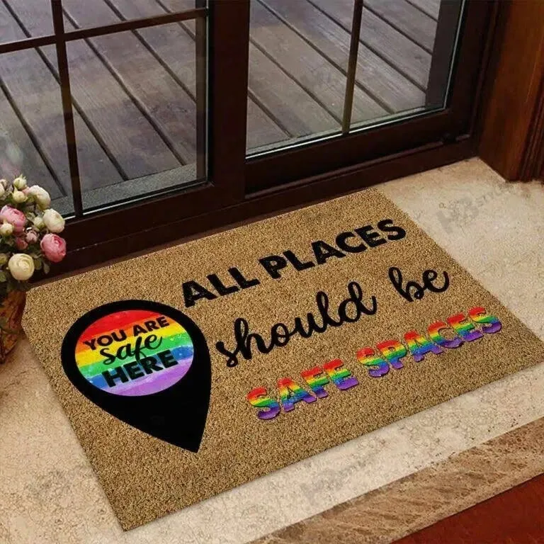All Place Should Be Safe Spaces Pride Lgbt Doormat, Pride Mat For Gay, Lesbian Mat Gift