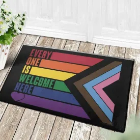 Ally Support Lgbt Doormat, Everyone Is Welcome Here Rainbow Lgbt Pride Doormat, Gift For Gay Lesbian