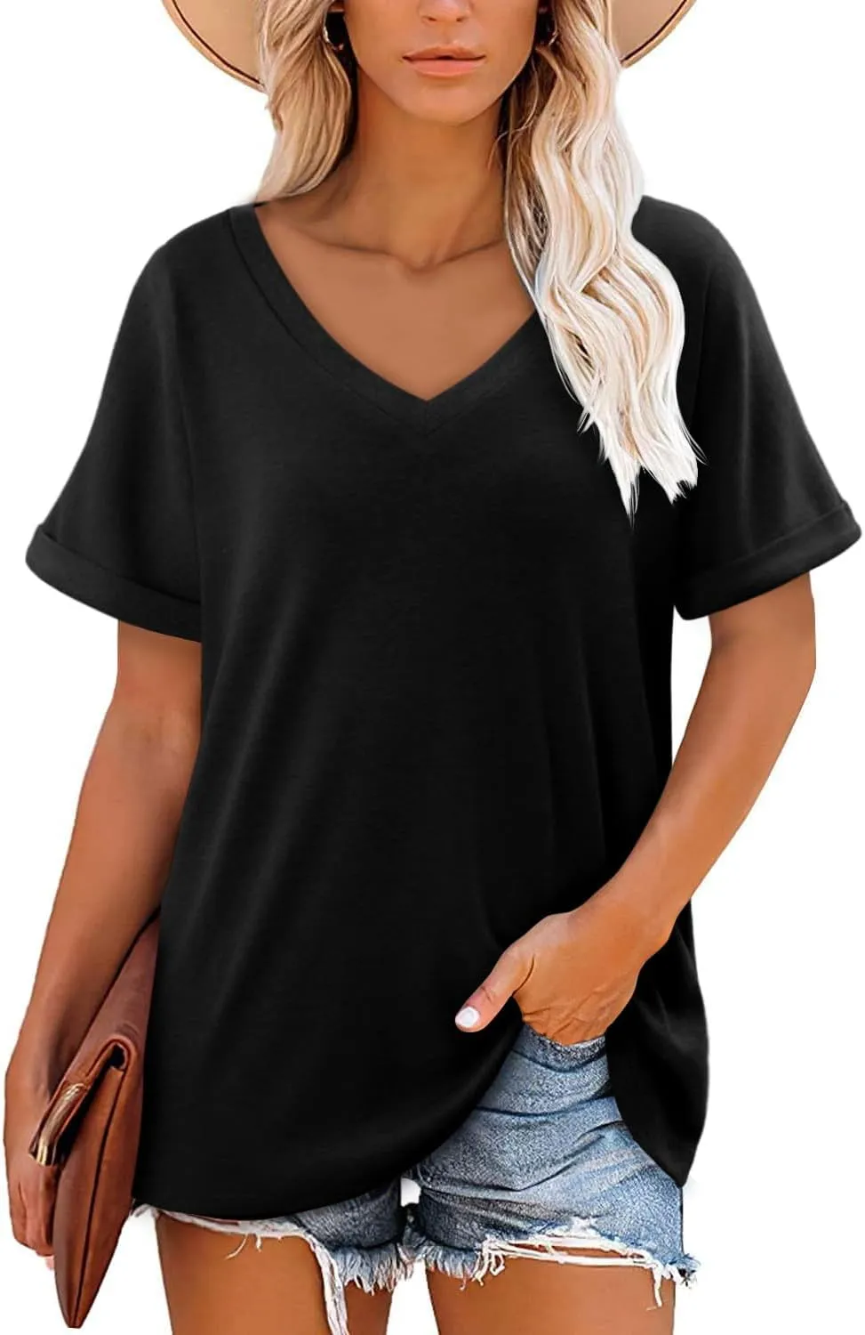 Angerella T Shirt for Women Loose Fit Summer Tops Trendy Causal Short Sleeve Shirts