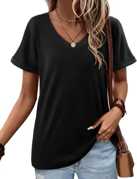 Angerella T Shirt for Women Loose Fit Summer Tops Trendy Causal Short Sleeve Shirts