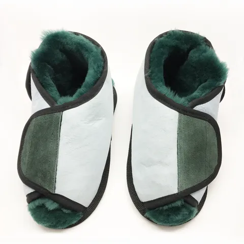 Australian Sheepskin Apparel Pressure Care Slippers, Open Toe with rubber sole