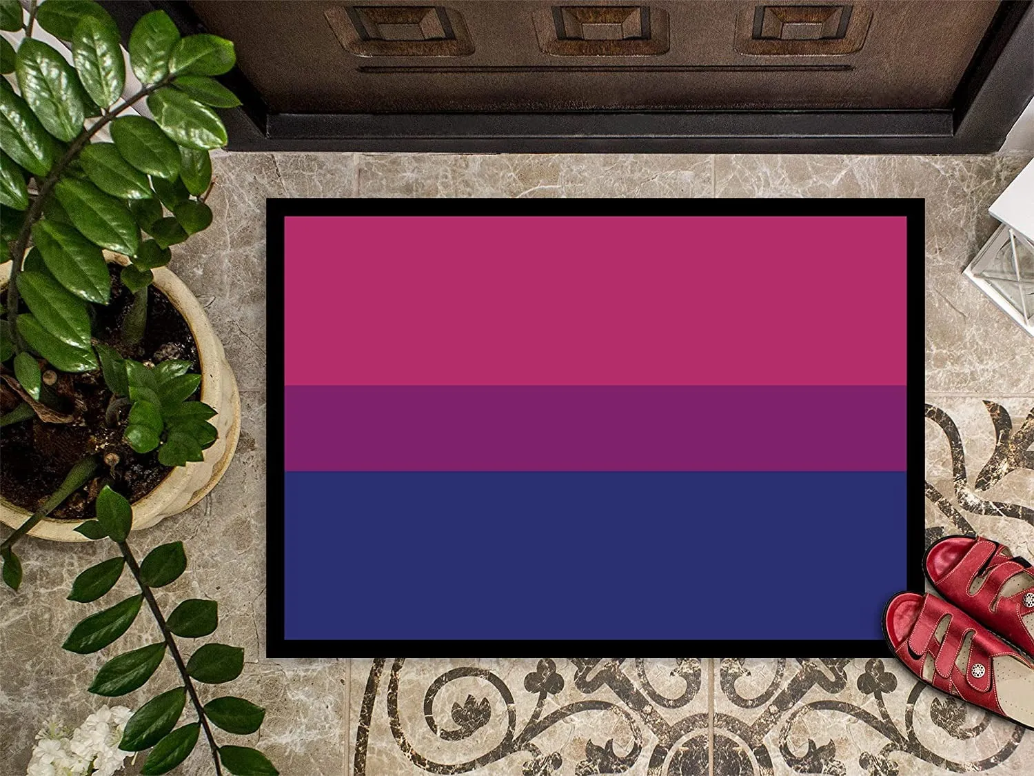 Bisexual Pride Door Mat, Indoor Rug Or Outdoor Welcome Pride Lgbt Mat Doormat
