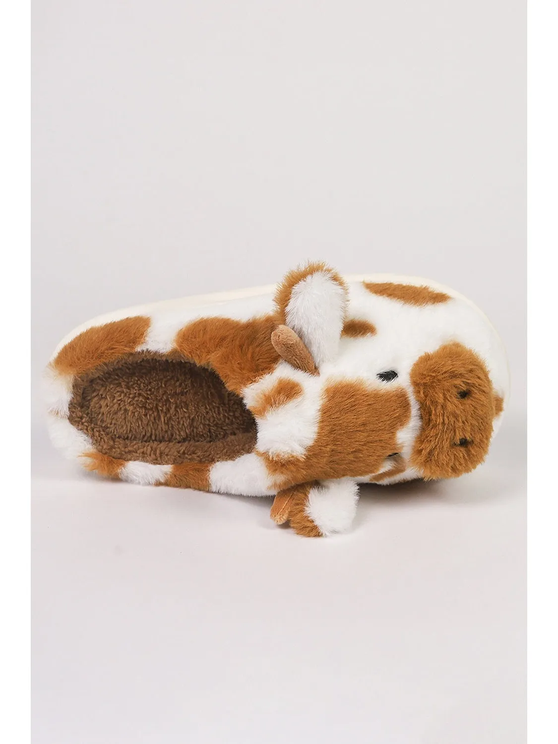 Coffee Plush Cartoon Cow Thermal Home Slippers
