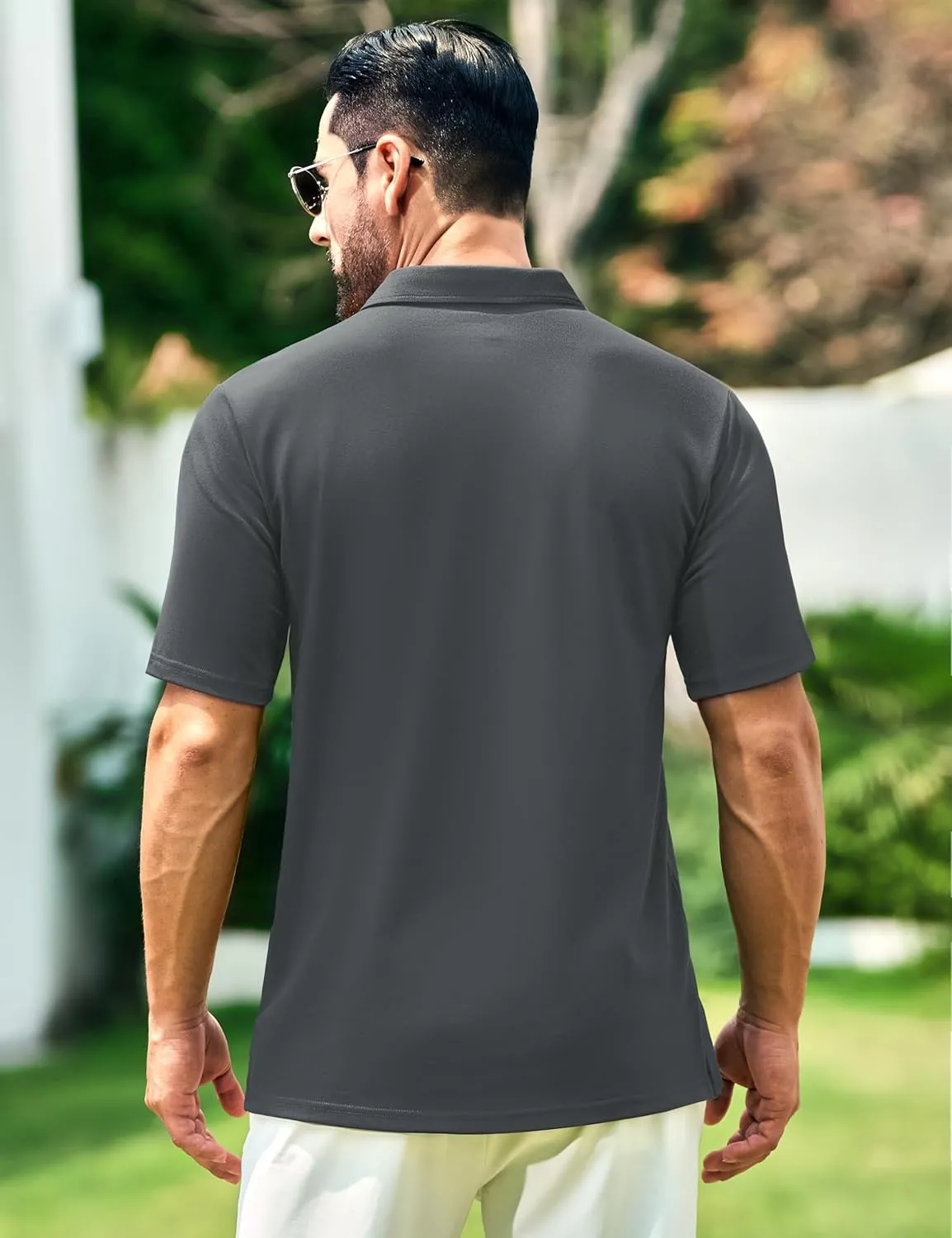 Cotrasen Men's Polo Shirts Short Sleeve Soft Cotton Pique T-Shirts 3 Buttons Classic Fit Casual Performance Golf Shirts
