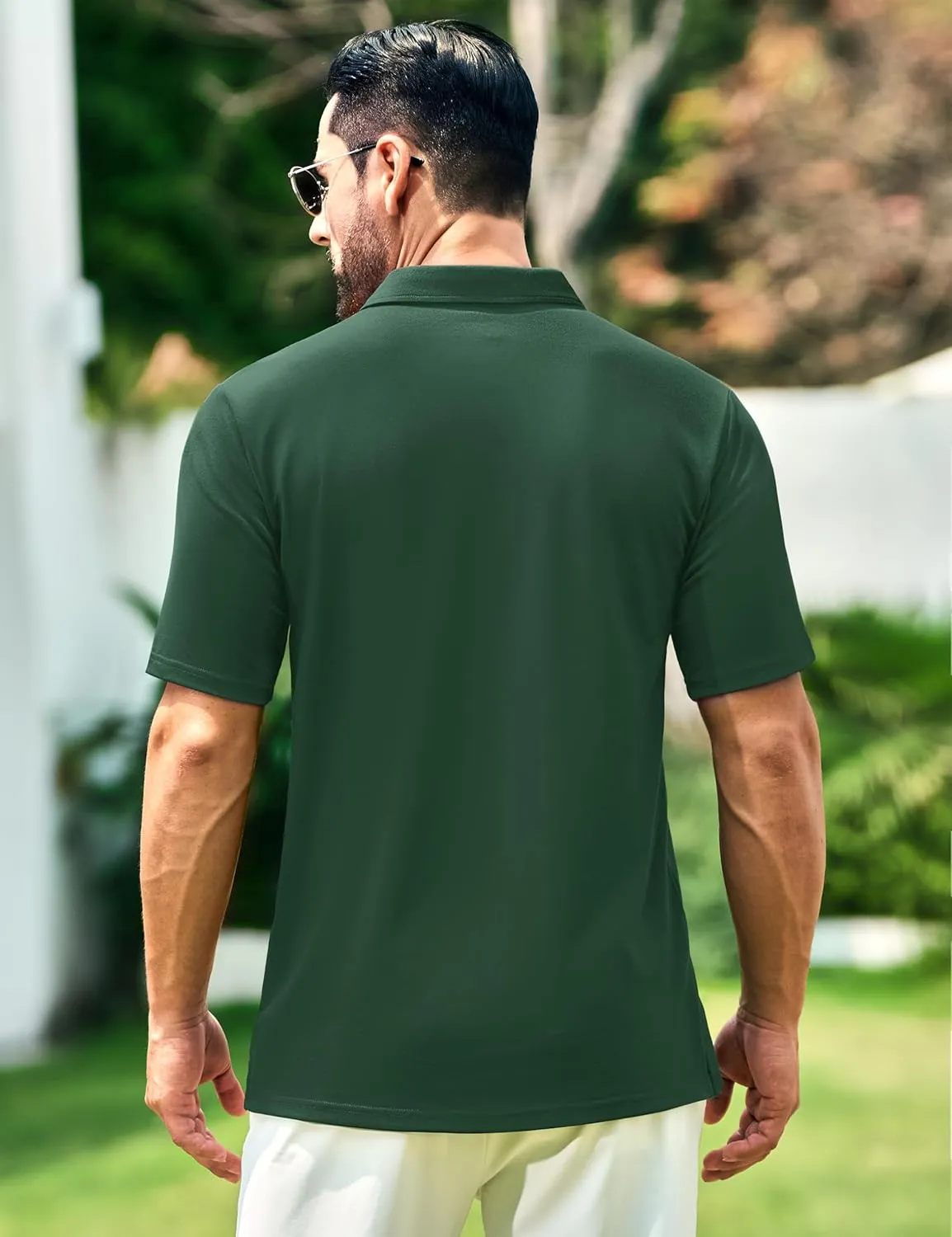 Cotrasen Men's Polo Shirts Short Sleeve Soft Cotton Pique T-Shirts 3 Buttons Classic Fit Casual Performance Golf Shirts