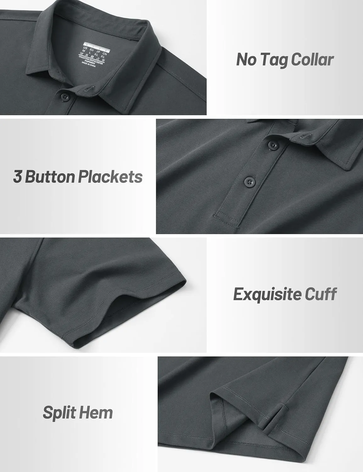 Cotrasen Men's Polo Shirts Short Sleeve Soft Cotton Pique T-Shirts 3 Buttons Classic Fit Casual Performance Golf Shirts