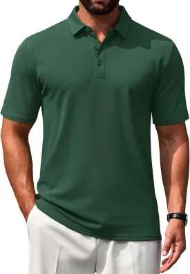 Cotrasen Men's Polo Shirts Short Sleeve Soft Cotton Pique T-Shirts 3 Buttons Classic Fit Casual Performance Golf Shirts