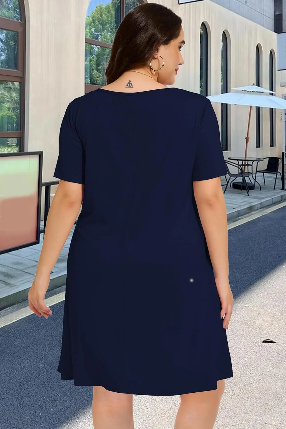 elescat Plus Size Summer Dresses for Women Casual Short Sleeve Pockets Loose Oversized T Shirt Sundress