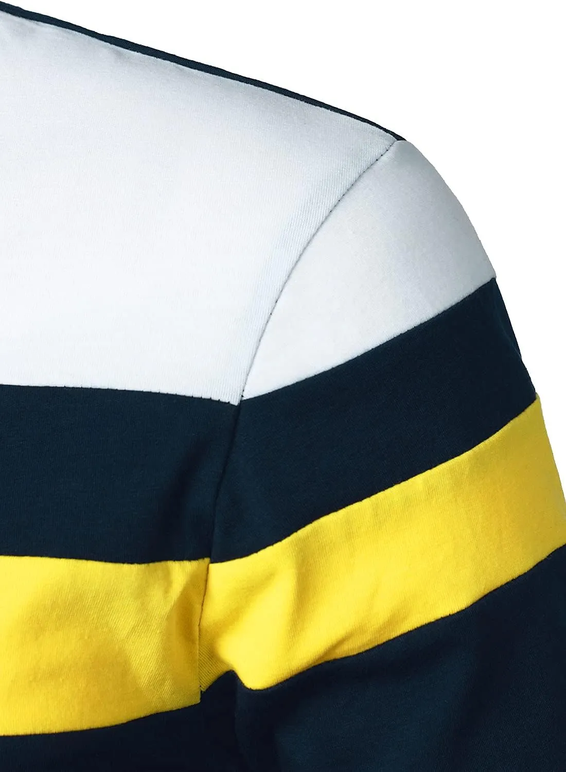 HOOD CREW Mens Long Sleeve Polo Shirt Casual Slim Fit Shirts Contrast Color Patchwork T Shirts Cotton Tops