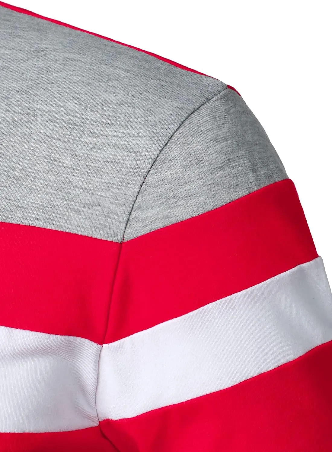 HOOD CREW Mens Long Sleeve Polo Shirt Casual Slim Fit Shirts Contrast Color Patchwork T Shirts Cotton Tops