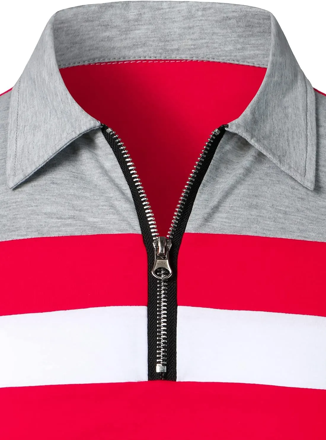 HOOD CREW Mens Long Sleeve Polo Shirt Casual Slim Fit Shirts Contrast Color Patchwork T Shirts Cotton Tops