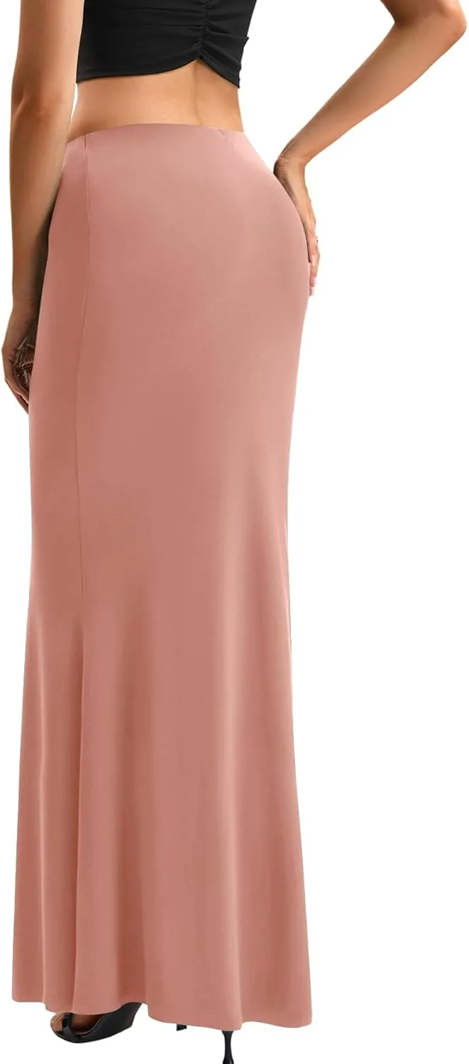 KIFOVEN Women's High Waist Elastic Flare Sexy Bodycon Basic Slim Maxi Skirt