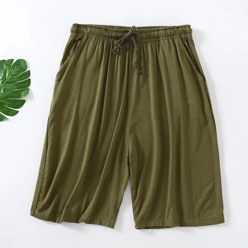 Modal Men's Pajama Pants Men Summer Thin Five-point Home Shorts Loose Casual Large Size Home Pajamas Beach Pants Sleep Wear Men
