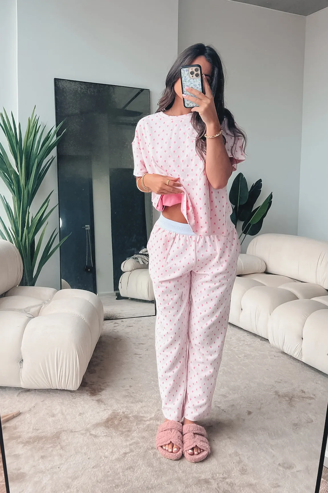 Pretty In Sleep Pink Heart PJ Pants