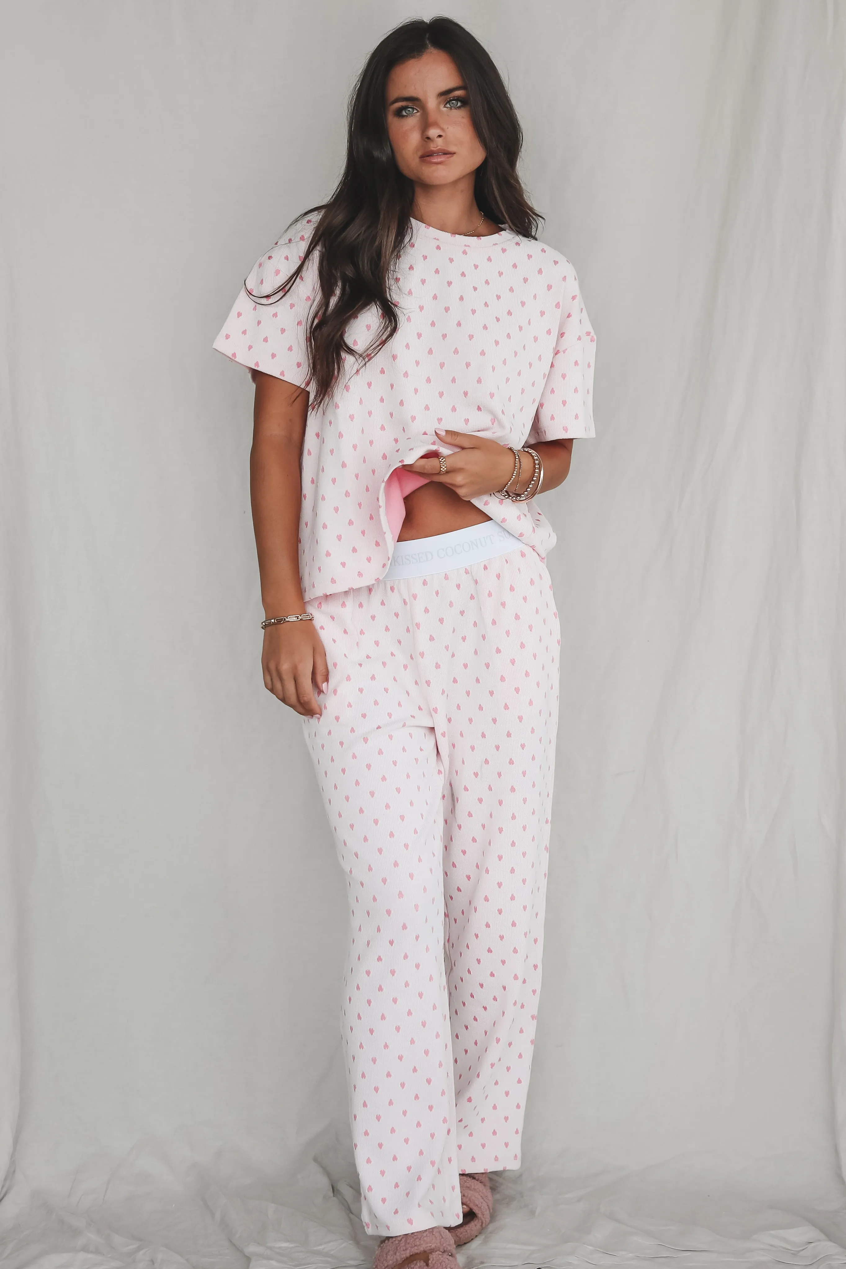 Pretty In Sleep Pink Heart PJ Pants