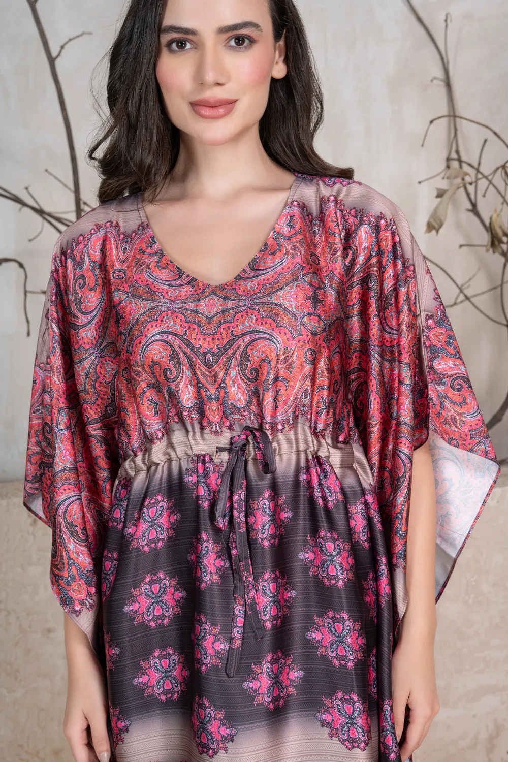 Printed Satin Kaftan
