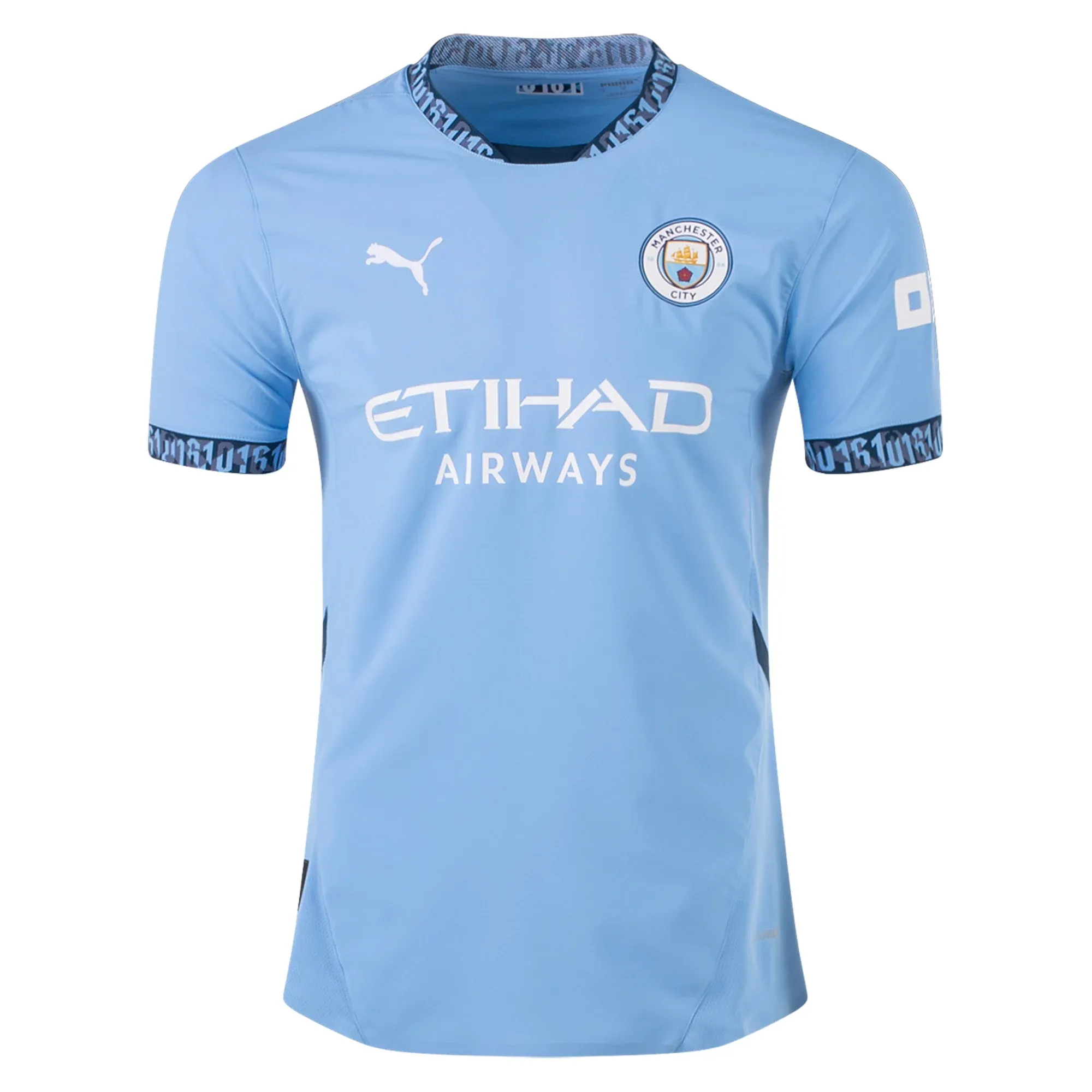 Puma Manchester City Erling Haaland Authentic Home Jersey w/ EPL   No Room For Racism Patch 24/25 (Team Light Blue/Marine Blue)