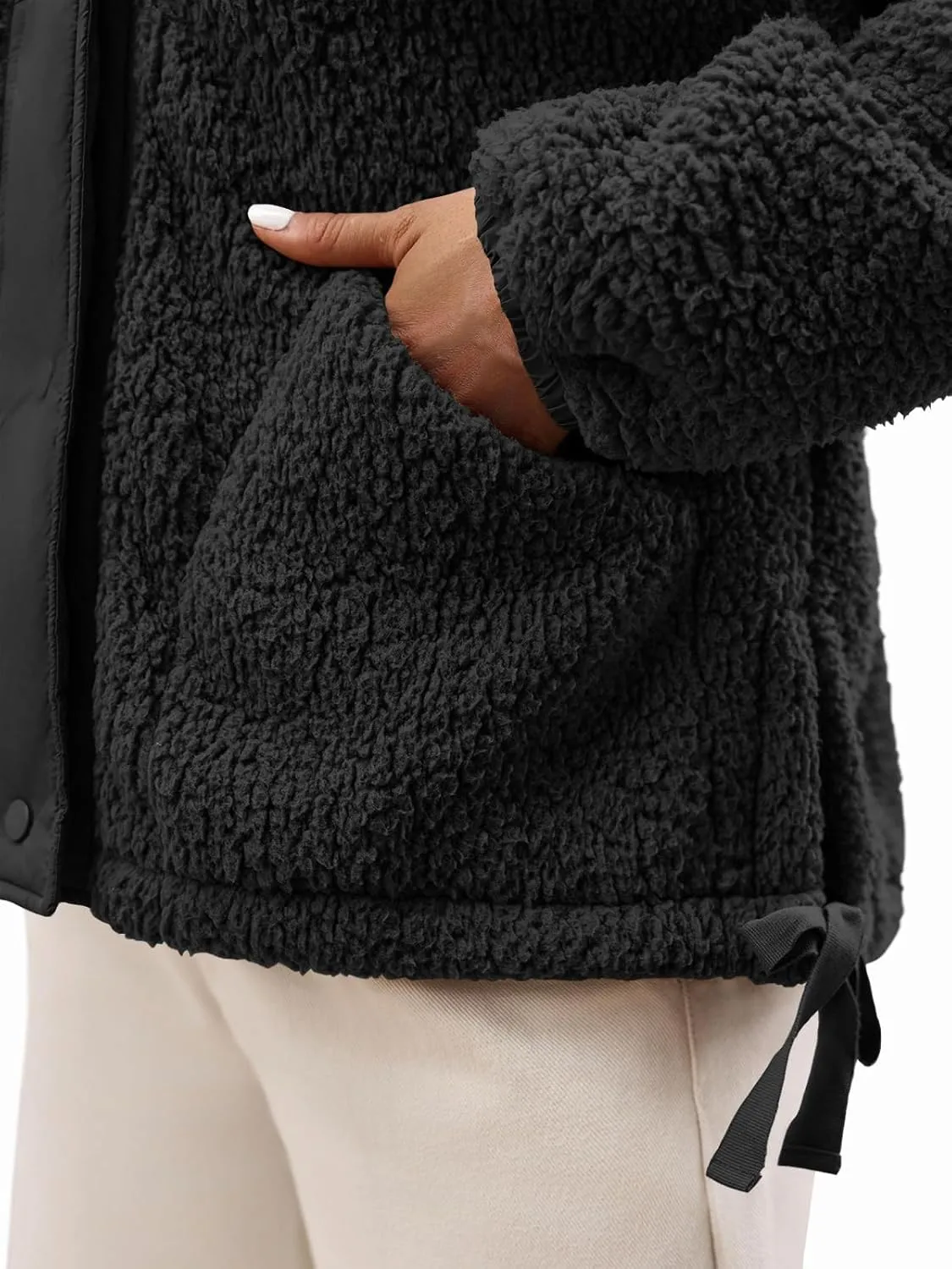 Tanakneo Womens Sherpa Fleece Jackets Casual Long Sleeve Fuzzy Coats Winter Warm Outerwear