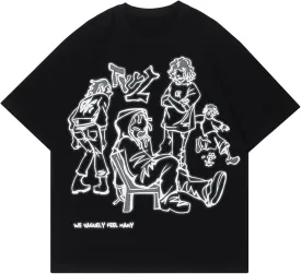 Vamtac Oversized Graphic Tees Y2k Vintage Tops for Men Women Streetwear Unisex T Shirts