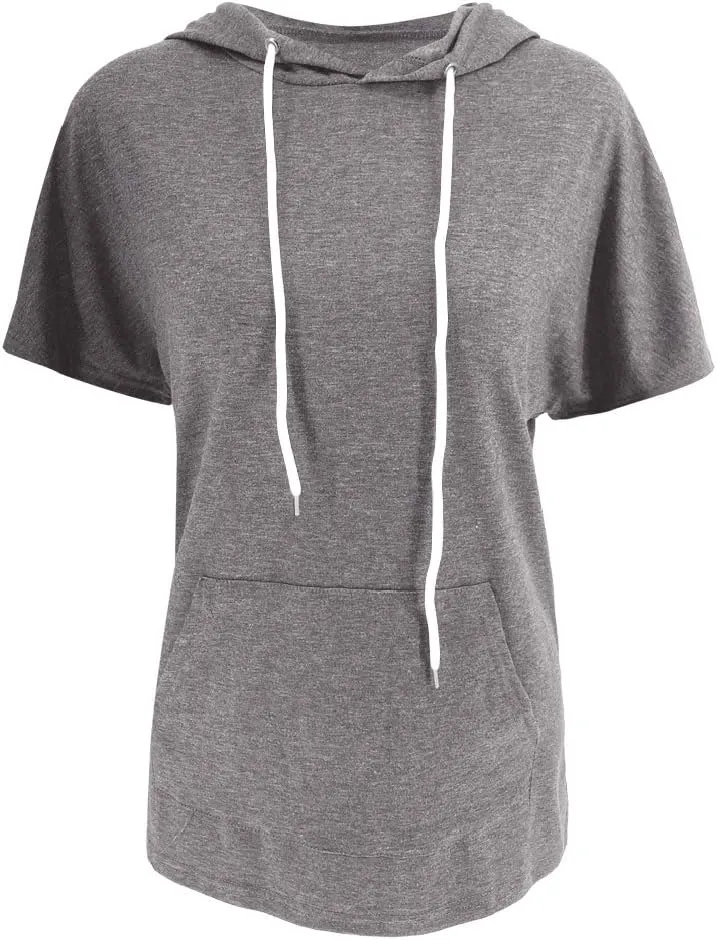 Vivitulip Women's Raglan Short Sleeve Hoodies Summer Loose Fit Blouse Tops Casual T-shirts with Pocket