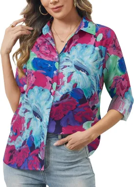 Women's Button Down Shirts Long Sleeve Basic Classic Soft Shirt Collared Fashion Dressy Casual Blouses