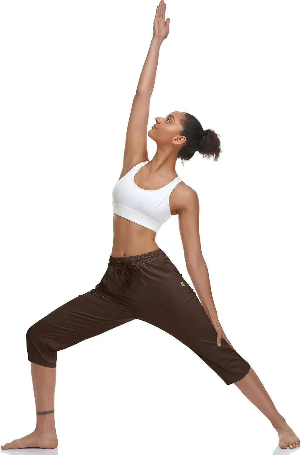 Women's Capri Pants Cotton Jersey Yoga Capris Drawstring Joggers Workout Sweatpants Loose Lounge Crop Pants Pockets