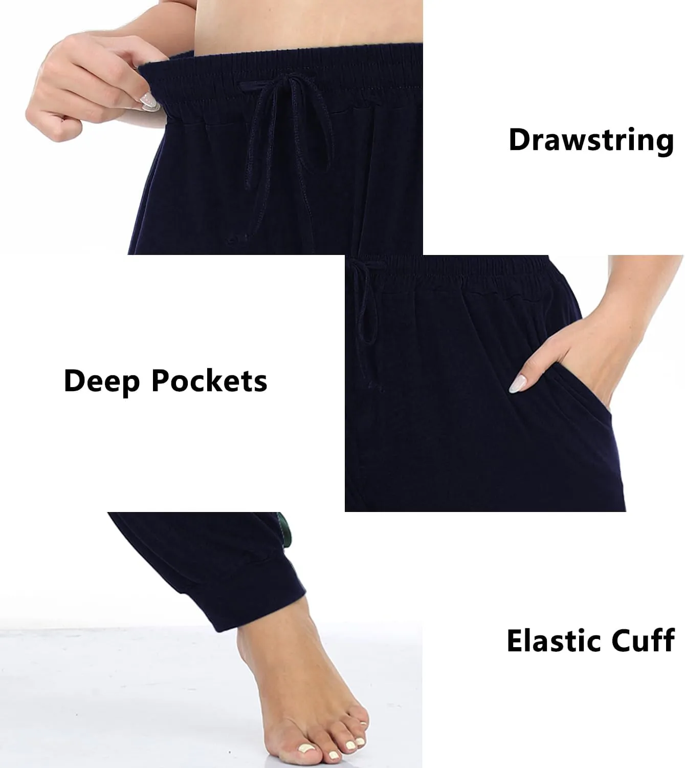 Women's Plus Size Joggers Cotton Sweatpants Casual Lounge Yoga Pants Drawstring with Pockets