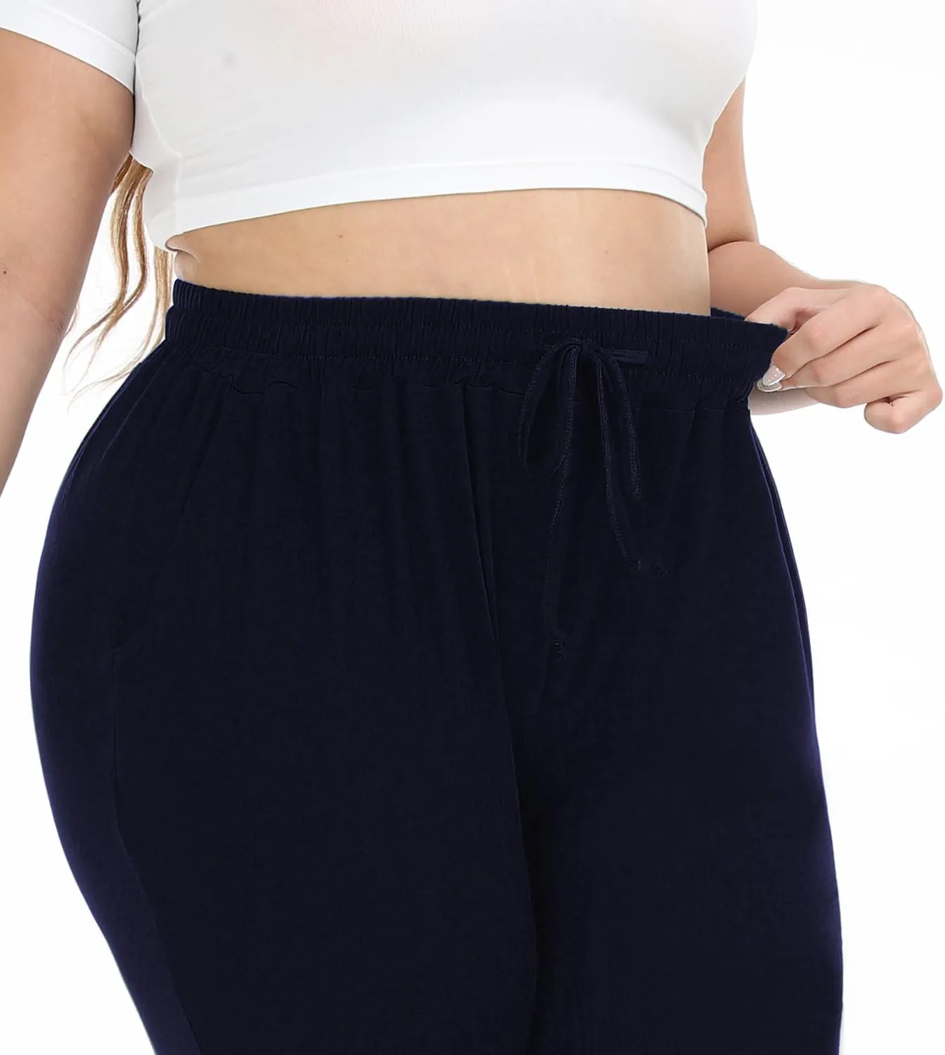 Women's Plus Size Joggers Cotton Sweatpants Casual Lounge Yoga Pants Drawstring with Pockets