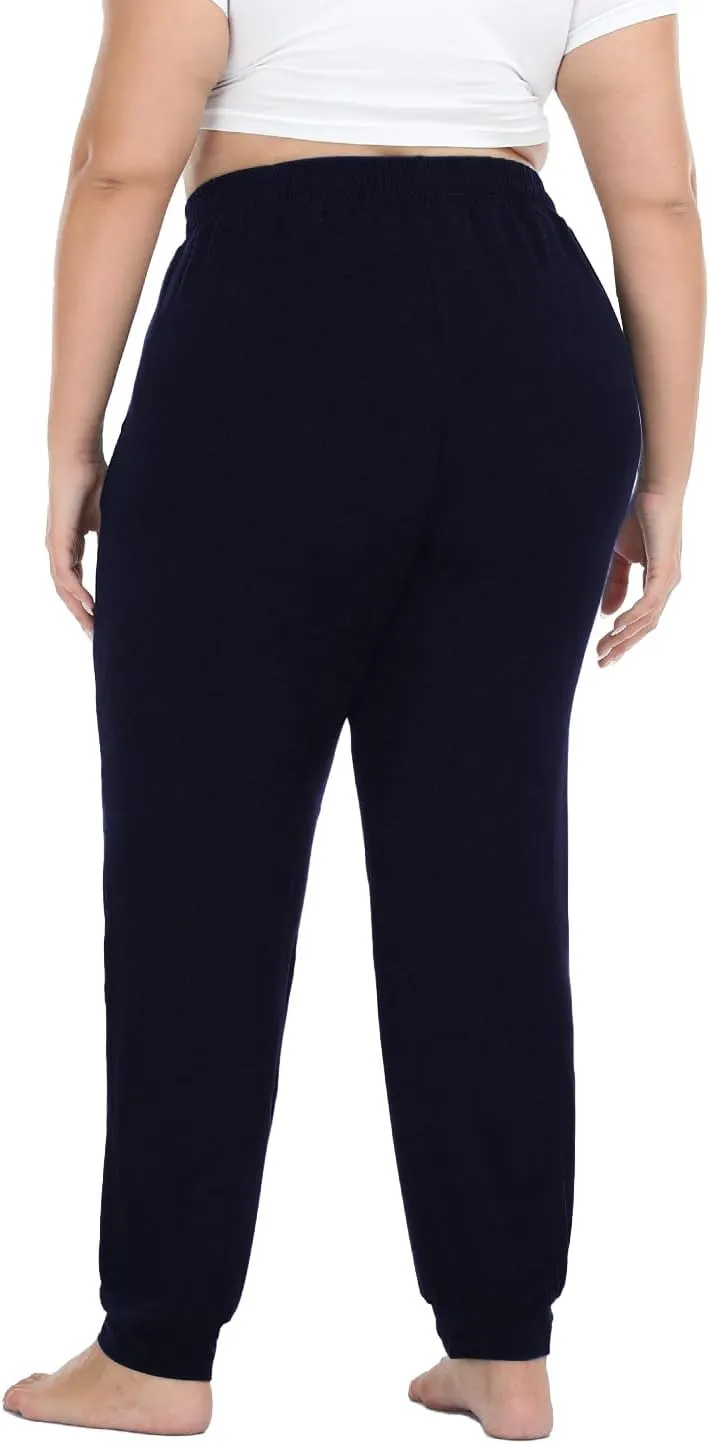 Women's Plus Size Joggers Cotton Sweatpants Casual Lounge Yoga Pants Drawstring with Pockets