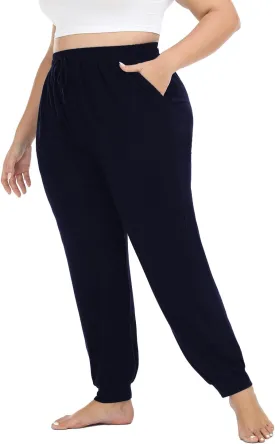 Women's Plus Size Joggers Cotton Sweatpants Casual Lounge Yoga Pants Drawstring with Pockets