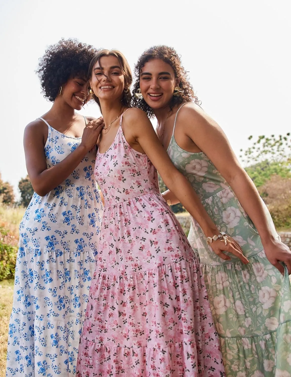 Zeagoo Womens Summer Long Dress Adjustable Spaghetti Strap Floral Casual Dress with Pockets Flowy Tiered Beach Sundress
